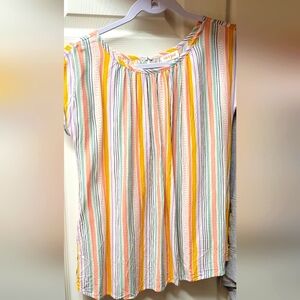 Cat and Jack, Blouse sz 14/16 cream striped w/ bright multi colors